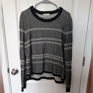 MADEWELL Cotton Blend Geometric Knit Sweater XL Black/White
